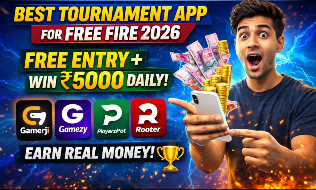 Top 5 Best Tournament App For Free Fire 2026 – Free Entry Se Paisa Jeeto