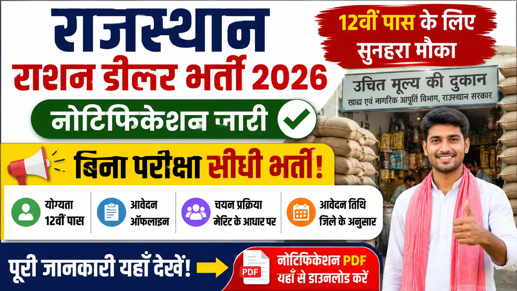Rajasthan Ration Dealer Recruitment 2026: 12वीं पास के लिए नोटिफिकेशन जारी, बिना परीक्षा होगी भर्ती, आवेदन प्रक्रिया शुरू