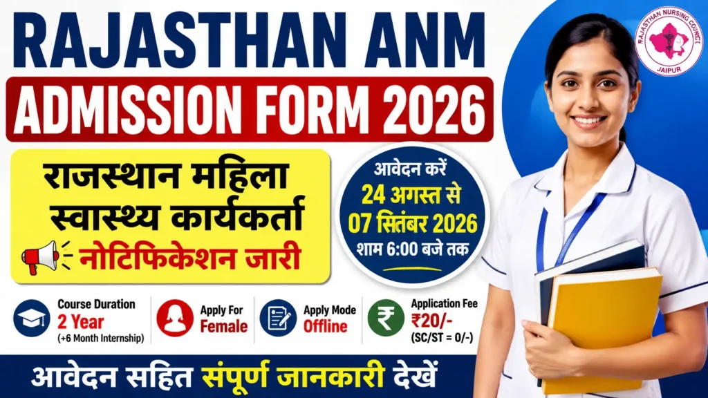 Rajasthan ANM Admission Form 2026