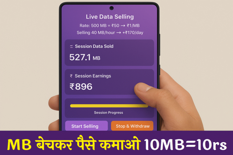 Data Flow / Data Hub / Data Selling App से मोबाइल डेटा बेचकर पैसे कमाएं