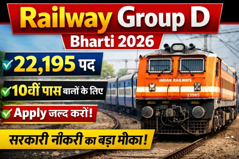 Railway Group D Recruitment 2026: 22195 पदों पर 10वीं पास के लिए बड़ी भर्ती