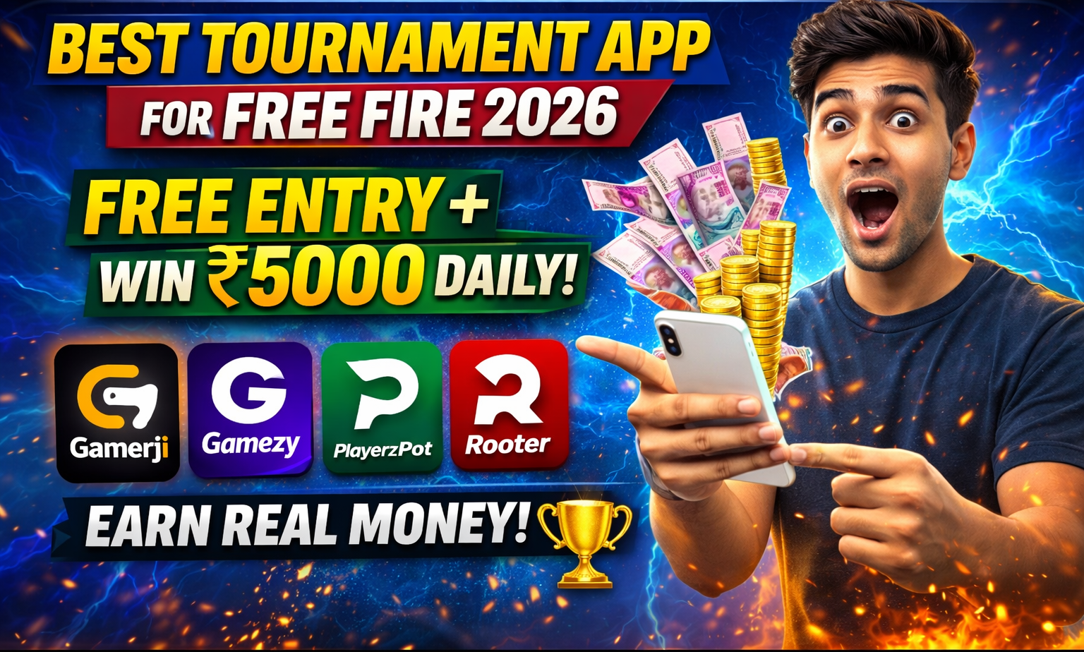 Top 5 Best Tournament App For Free Fire 2026 – Free Entry Se Paisa Jeeto